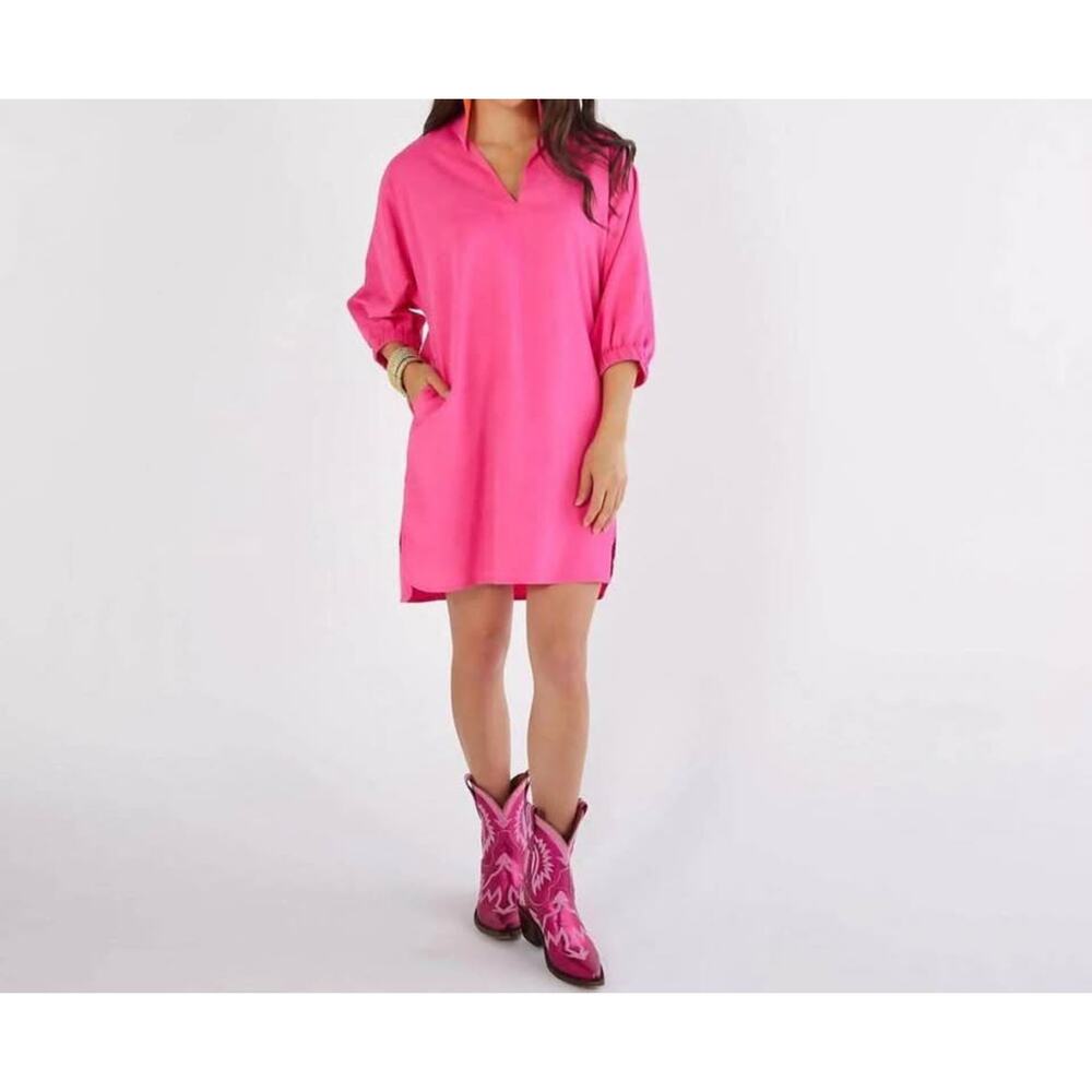 Caryn Lawn Betsy Collar Corduroy Dress One Size Pink Orange NWT